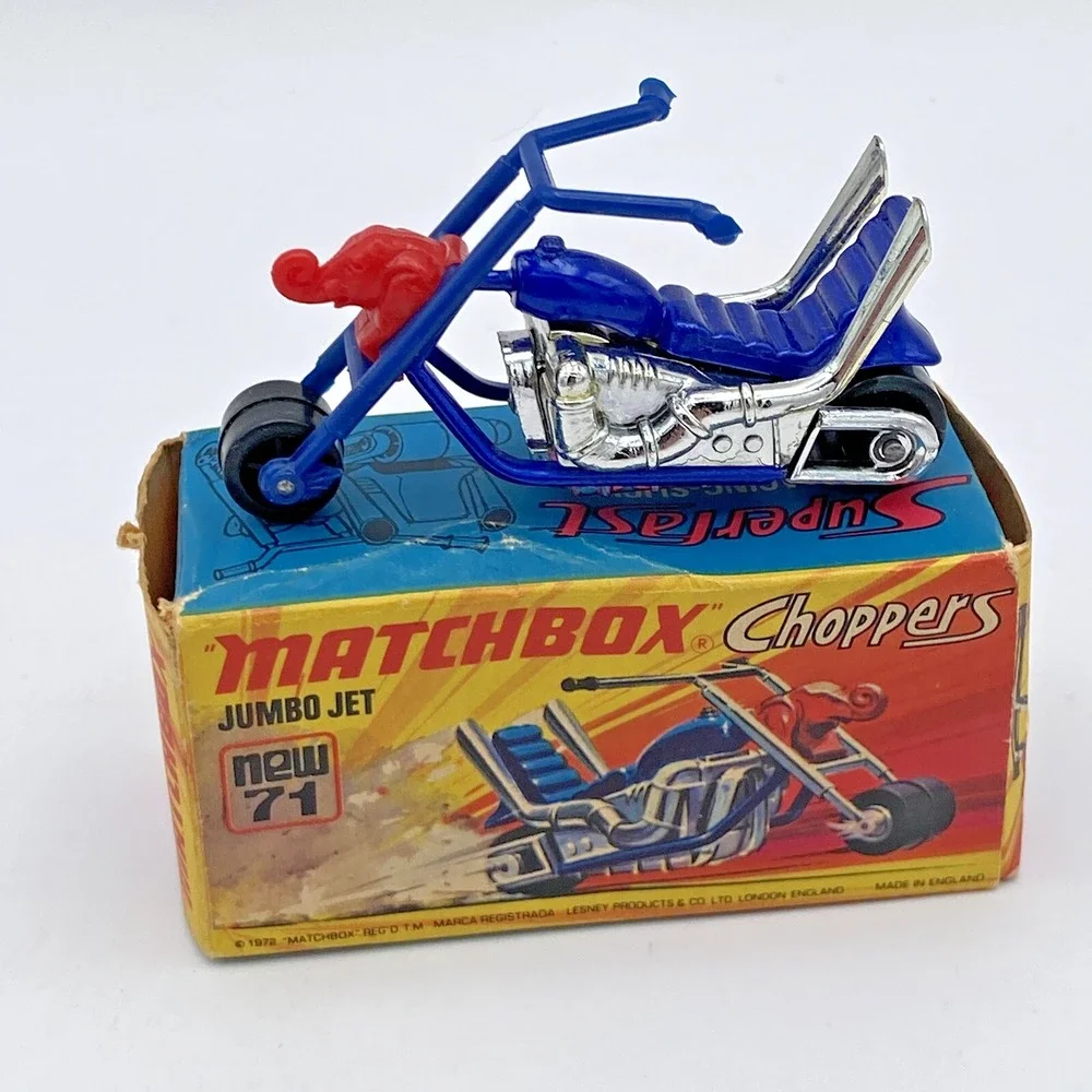 Matchbox Superfast Chopper No 71 Jumbo Jet Blue Motorcycle 1972 Lesney Boxed